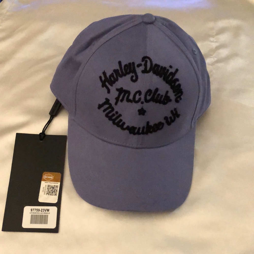 Harley Davidson Women’s Woven Club Crew Adjustable Baseball Cap Blue OS NWT